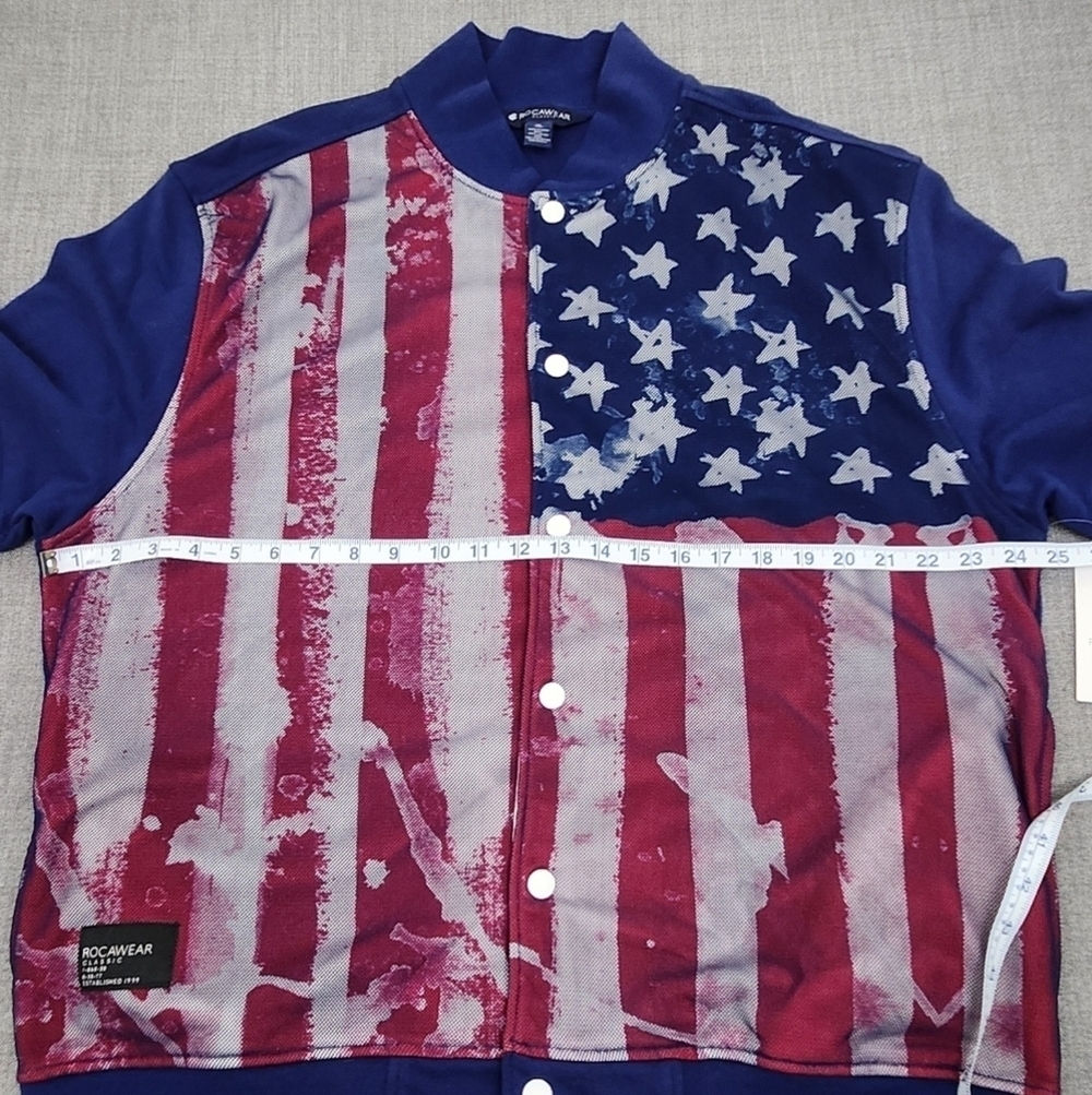 Rocawear All American Hustlers USA Flag Snap Short Sleeve Jacket XL - Picture 5 of 9